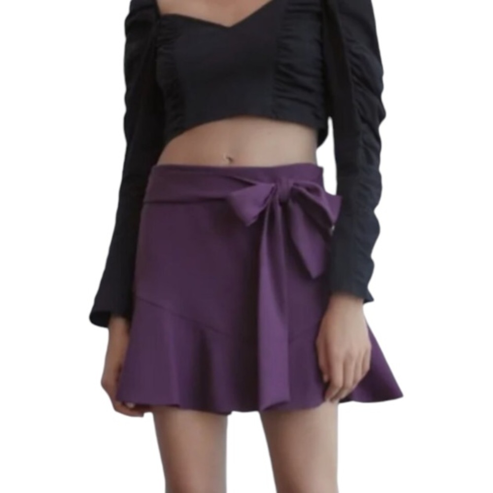 ZARA Purple Skirt Bermuda Skort With Belt XS